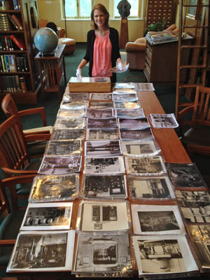 Photos arranged on table